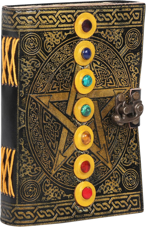 Star and Stone Embossed Antique Handmade Vintage Leather Deckle Edge Paper Journal for Men & Women, Daily Notebook Diary, Writing Pad for Artist, ...