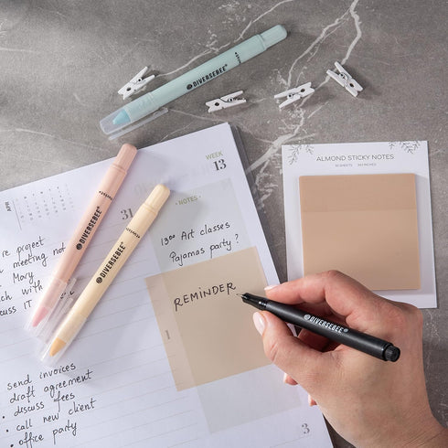 DiverseBee 50 Sheets Pastel Transparent Sticky Notes, 3x3” Clear Sticky Tabs, Translucent Page Flags Book Markers Stickers, Planner Accessories, B...