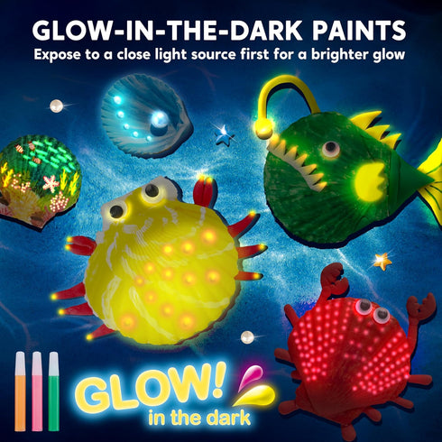 12 Kids Sea Shell Painting Kit-Glow in The Dark-Arts & Crafts for Boys and Girls Ages 6-12, 8-12, Art Supplies, Kids Craft Paint Kits, Creative Ar...