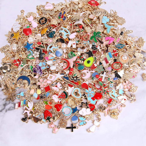 SANNIX 350Pcs Bracelet Charms Jewelry Making Charms Assorted Gold Plated Enamel Pendants for DIY Necklace Bracelet Earring Craft Supplies...