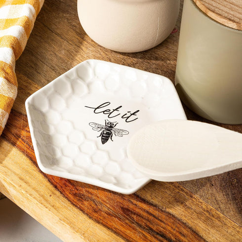 Youngs Ceramic Bee Spoon Rest, Large Spoon Holder for Stove Top for Cooking Spoons Spatula?Ladle, Heat Resistant Utensil Rest for Countertop, 5"x5...