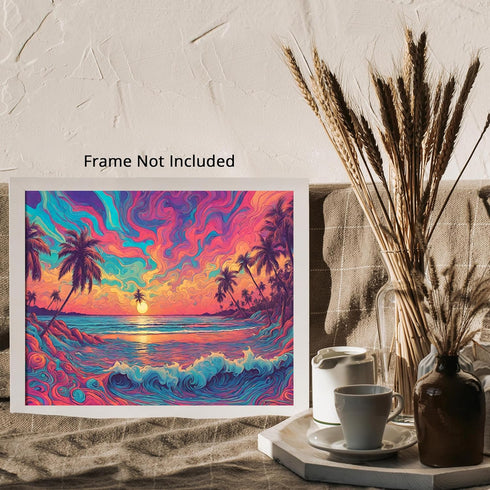 Posterizer 1 pcs- psychedelic funky hippie colorful landscap 7-Abstract & Modern Art-Fantasy & Fiction Art- Living Room Bedroom Decor- unframed wa...