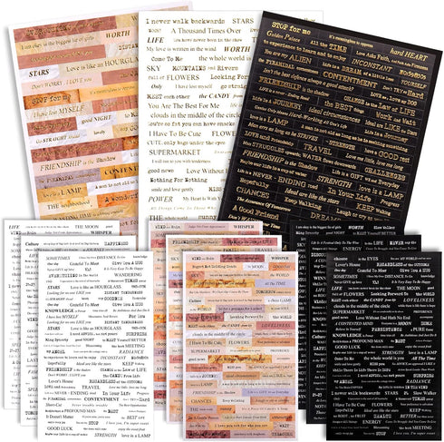 Juome 12 Sheet Quote Stickers for Journaling, Scrapbooking Supplies, Words Phrases Stickers for Junk Journal Aesthetic...