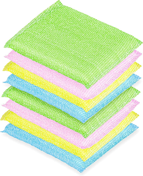 DecorRack 8 Multipurpose Scouring Pads, Non-Scratch Cleaning Sponge for Kitchen, Bathroom, Pots, Pans, and Dishes (8 pack)...