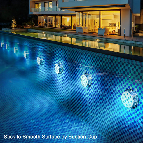 LOFTEK Submersible LED Pool Lights with Magnet &Suction Cups, 13 LEDs Color Changing Underwater Pool Lights with Remote, Waterproof Swimming Pool ...