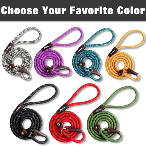 PetiFine Slip Lead Dog Leash,6FT x 1/2" Reflective Durable Dog Training Leash, Heavy Duty Adjustable Nylon Dog Rope Leash Slip Leash for Small Med...
