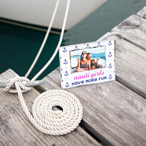 Pavilion Gift Company Nauti Girls Have More Fun - 4x6 Beach/Lake House Friend Picture Frame, Blue...