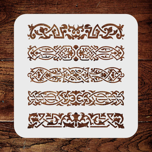 Stencils for Walls: Celtic Clip Stencil, 12 x 13 inch (L) - Irish Celts Viking Barrette Hairclip Knotwork Design Woven Ethnic Braided Protection K...