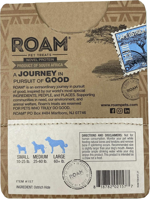 ROAM Pet Treats Ossy Hide – Ostrich Dog Chew Contains 2 Braided Hide Chews...
