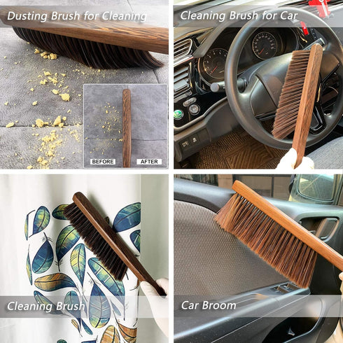 Hand Broom Cleaning Brushes-Soft Bristles Dusting Brush for Cleaning Car/Bed/Couch/Draft/Garden/Furniture/Clothes,Wooden Handle...