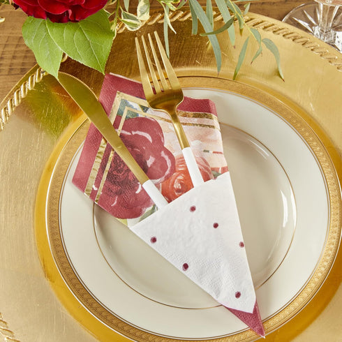 Kate Aspen Burgundy Blush Floral Paper Napkins, Thick Decorative Dinner Napkins, Luncheon Serveware, Perfect for Wedding Reception Or Bridal Showe...