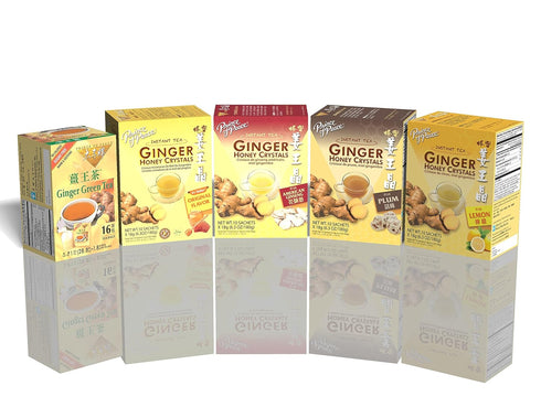 Prince of Peace Instant American Ginseng Ginger Honey Crystals, 10 Sachets – Instant Hot or Cold Beverage – Easy to Brew Ginger and Honey Crystals...