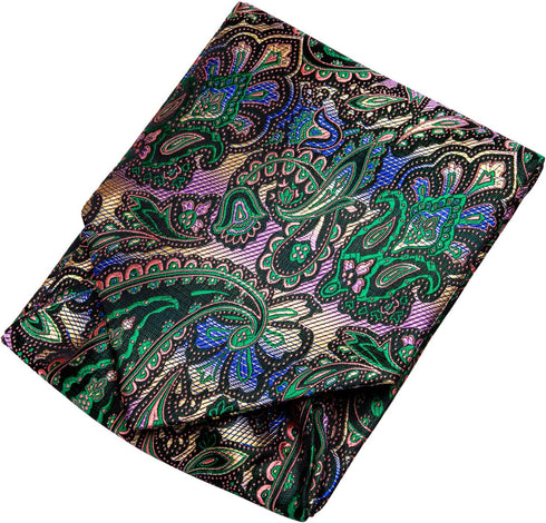 Hi-Tie Men's Cravat And Flower Lapel Pin Set Jacquard Silk Ascot Handkerchief Cufflinks For Wedding Party Daily Dress...