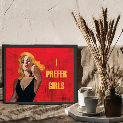 Posterizer 1 pcs-i prefer girls-retro poster for lesbians-Gay & LGBTQ Art-Abstract & Modern Art-Gift for LGBTQ, Queer, Gay, Bi, Lesbian- UNFRAMED ...