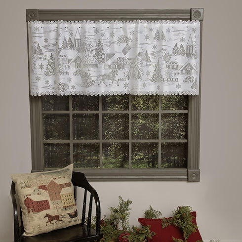 Heritage Lace 60" X 20" White Sleigh Ride 4-Way Mantle Scarf...