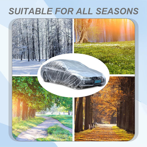 1 Pack Universal Plastic Car Cover with Elastic Band Disposable Car Covers Bulk 12.5 x 21.6 ft Waterproof Dustproof Full Exterior Covers Clear Car...