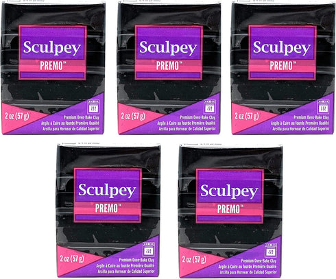 Sculpey Premo Sculpting Compound Oven-Bake Clay – Black Clay - Great for School and Art Projects – 2 Ounce (Pack of 5)...