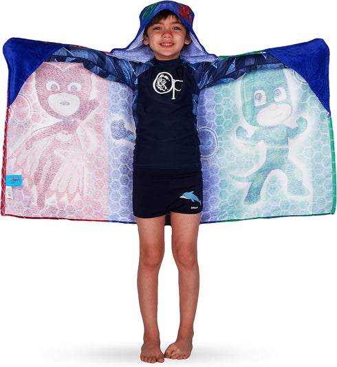 PJ Masks Bath/Pool/Beach Soft Cotton Terry Hooded Towel Wrap, 24" x 50", By Franco Kids...