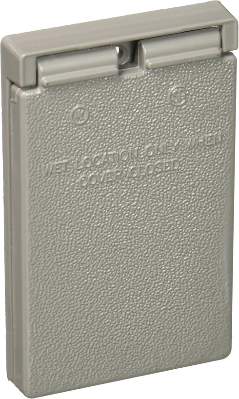 Legrand Pass & Seymour CA26GV Cast Weatherproof Outdoor Cover, 1 Gang, Decorator or GFCI Opening with Vertical Self-Closing Lid, Gray (1 Count)...