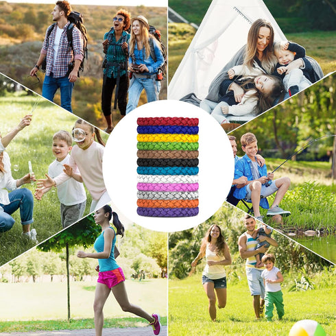 12 Pack Mosquito Repellent Bracelets, DEET-Free, Individually Wrapped PU Leather Insect & Bug Repellent Wrist Bands...