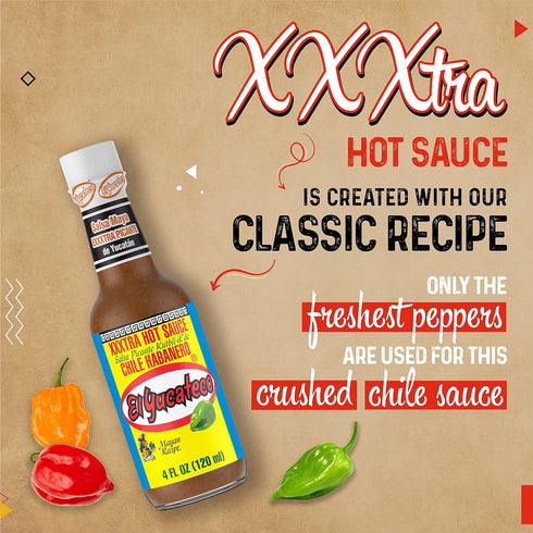 El Yucateco XXXtra Hot Habanero Sauce, 4 oz., 6 Pack,11,250 Average Scoville Units, Gluten Free, Sugar Free...