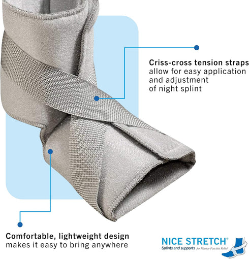 Brownmed Nice Stretch X Lite - Dorsal Foot & Ankle Night Splint for Plantar Fasciitis & Tendonitis - Adjustable Universal Fit...