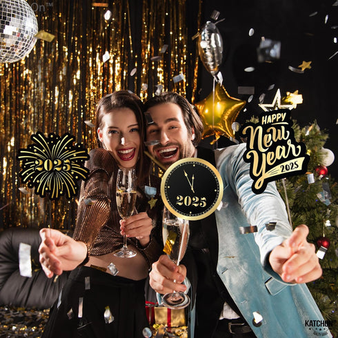 KatchOn, New Years Photo Booth Props 2025 - Pack of 35 | New Years Eve Photo Booth Props 2025, New Years Eve Party Supplies 2025 | New Years Photo...