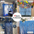 PartyWoo Foil Fringe Curtains Blue, 2 pcs 3.3x6.6 ft Blue Streamers, Fringe Backdrop, Tinsel Backdrop, Tinsel Curtain, Metallic Door Shimmer, Birt...