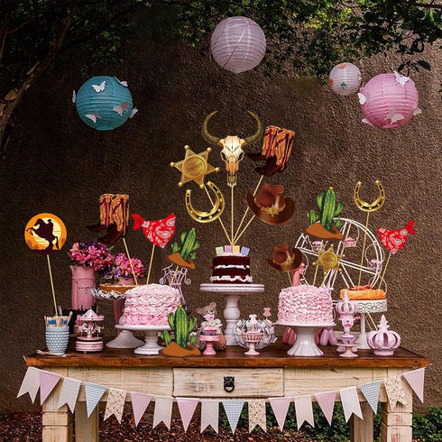 24Pcs Western Cowboy Party Decorations Centerpiece Sticks, Western Theme Birthday Party Supplies Table Centerpiece Decorations, Wild West Cowboy B...