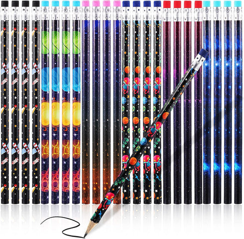 72 Pieces Space Pencils for Kids Space Themed Party Favors Assorted Planet Pencils Galaxy Airplane Wood Pencils Fun Designs Writing Pencils with E...