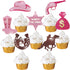 24Pcs Cowgirl Party Cake Cupcake Topper Pink Cowgirl Western Cupcake Toppers for Western Cowgirl Party Kids Birthday Party Baby Shower Favor Suppl...