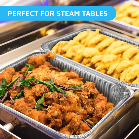MontoPack Aluminum Foil Pans Half Size Roasting Chafing Pan | Bulk 10 Pack of 9x13 Tins for Cooking, Baking & Catering | Heavy Duty Disposable Coo...