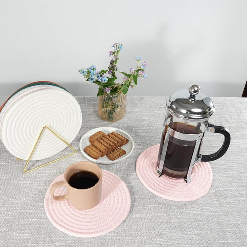Trivets Set Pot Holders Set Coasters for Countertops Hot Mats Hot Pads 8 Inch Cotton Potholders for Kitchen Ideal for Hot Dishes, Pots, Pans, Teap...