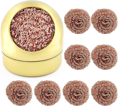 Soldering Tip Cleaner Set, 8 Pcs Solder Tip Cleaning Wire and 1 Pcs Holder for Cleaning Solder Irons and Tips? Gold...