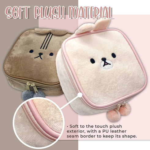 na1 Cute Kawaii Plush Makeup/Cosmetic Bag With Inner Pocket and Handle and Zipper Closure for Convenient Travel and Portability, Soft Velvet Textu...