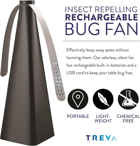 Treva Chemical Free Rechargeable Bug Fan Fly Deterrent with Holographic Blades to Clear Bugs, Mosquitoes, and Flies…...