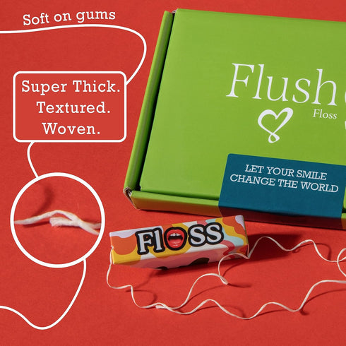 Extra Thick Expanding Floss | Woven Fibre Gentle Dental Floss | Sensitive Gums | Flush Dental Floss Triple Mini Travel Pack of 3 x 17 Yards | Deli...
