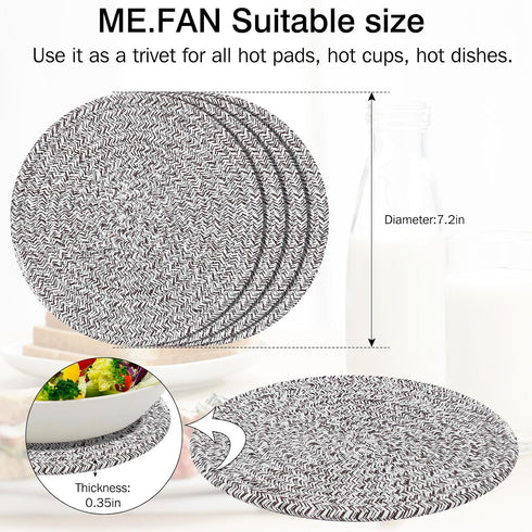 ME.FAN Trivets/Potholders 4 Set Cotton Thread Weave Trivets for for Hot Pots and Pans - Large Coasters/Hot Pads/Hot Mats to Protect Desktop & Coun...