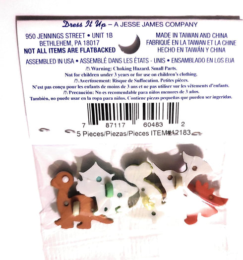 The Playful Dinosaur Collection by Dress It Up Buttons and Embellishments - 5 Pieces - Stomp, Chomp and Roar...