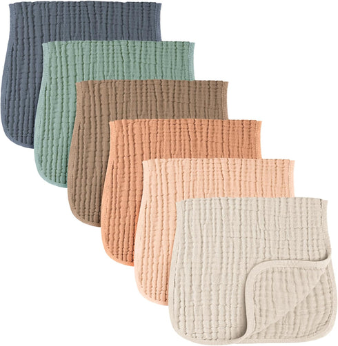 Konssy Muslin Baby Burp Cloths Sets for Unisex- 6 Pack Large 100% Cotton Burping Clothes for Newborn?Baby Girls and Boys...