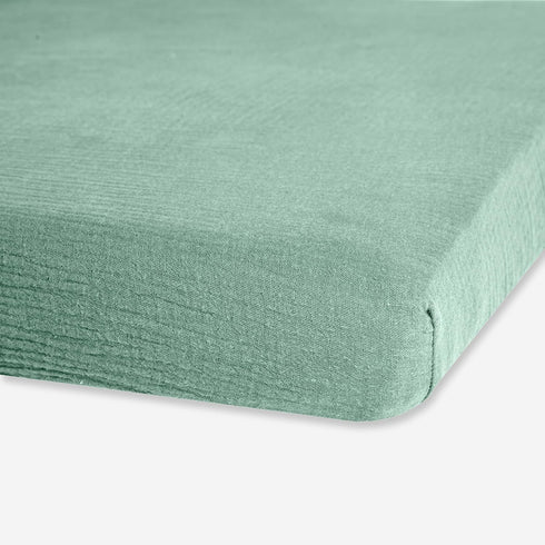 Mini Crib Sheets: Soft and Cuddly Muslin Mini Crib Sheets Fitted for Baby Boy and Girl - Extra Soft Mini Crib Sheet 24"x38" (Roman Green, 1-Pack)...