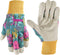 Wells Lamont Women's Botanical Print Leather Palm Work and Gardening Gloves, Medium (4182M)...