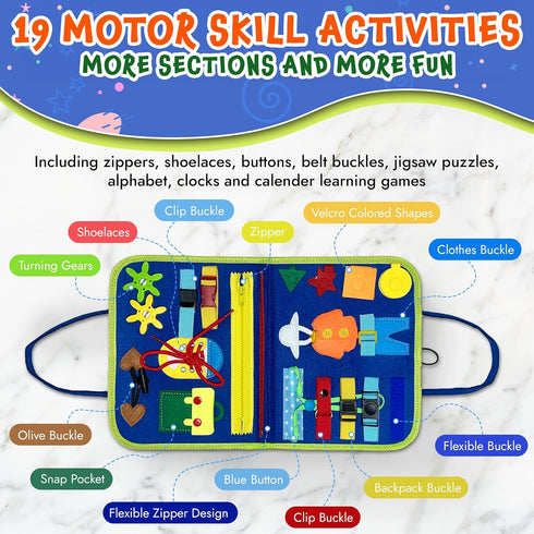 Montessori Busy Board for Toddlers - Educational Early Development Busy Book for 1-4 Year Olds - Sensory Board for Learning Numbers, Letters, and ...