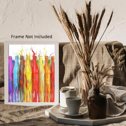 Posterizer 1 pcs-soda bottle and color splashes-vibrant food and drinks poster -1-Kitchen & Bar Art Gift for Men Women Entrepreneur Teens- unfram...