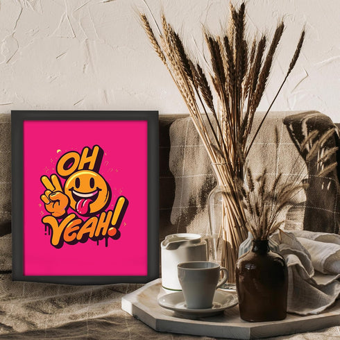 Posterizer 1 pcs-Oh Yeah- Positive Girly Minimalistic Wall art-Abstract & Modern Art-Gift for Daughter, Son, Kids-Living Room Bedroom Decor- UNFRA...