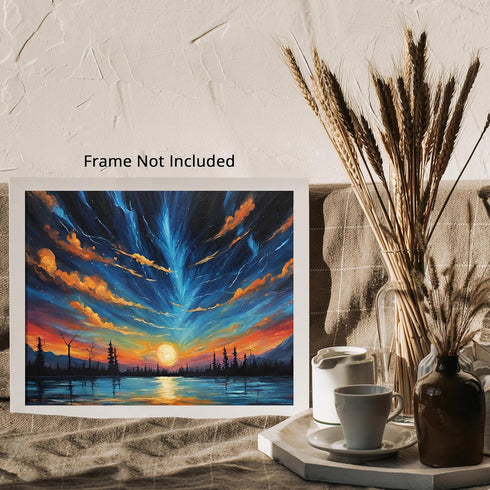Posterizer 1 pcs- mountains, trees, night sky landscape nature 7-Landscape & Nature Art-Floral Botanical Art- Decor for Home & Office- unframed wa...