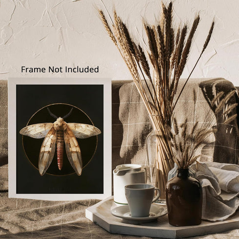 Posterizer 1 pcs-detailed delicate beautiful moth art 2-Art for Animal Lovers-Retro Art-Gift for Men Women Entrepreneur Teens School and classroo...
