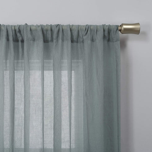 No. 918 Genevieve 2-pack 2-pack Linen Weave Sheer Semi-Sheer Grommet Curtain Panel Pair, 50" x 63", Harbor...