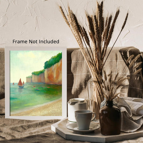 Posterizer 1 pcs-coastal scene-sea and boats-retro painting style 3-Coastal & Nautical Art-Gift for Street Art, Mural Fans -Decor for Home & Offic...