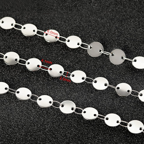 UMAOKANG Silver Chain for Jewelry Making, 16.4 Feet Stainless Steel Flat Sequin Link Chain Bulk Chain Necklace Bracelet DIY Jewelry Supplies Findi...